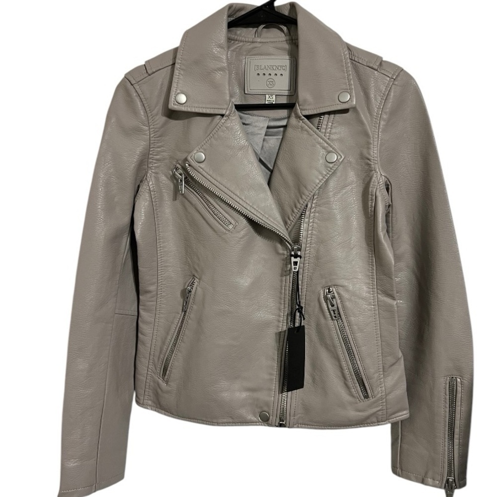 Blank NYC Vegan Leather Moto Jacket in Gray - Picture 2 of 4